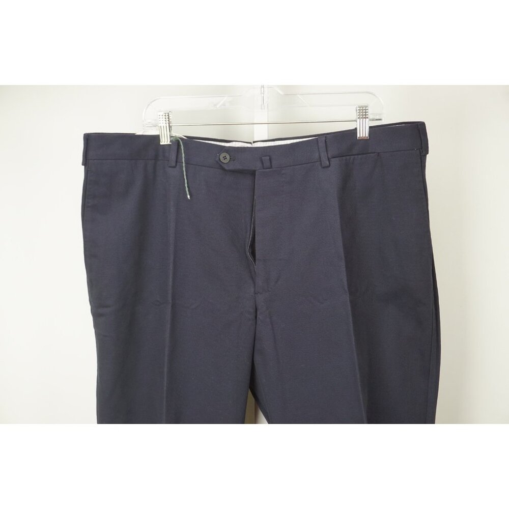 Luigi Borrelli Dark Blue Woven 100% Cotton Mens Pants Sz 60 NEW